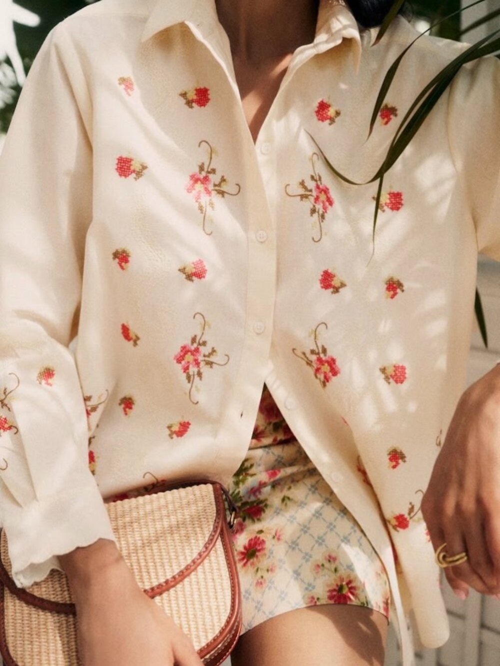 Sezane x Andion Maxy Shirt Embroidered - New with Tags - Size 8 (FR 40)